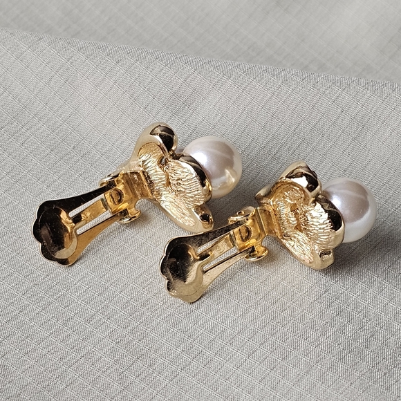 Dior Gold Earrings with Pearls and Crystals